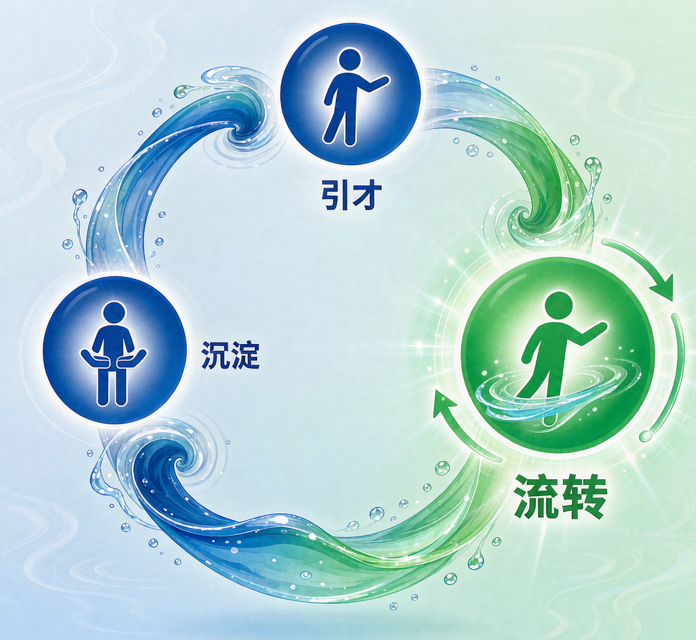 引才、沉淀、流转的人才循环观点图